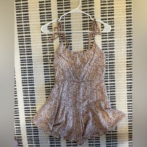 Princess Polly orange, brown and white floral romper